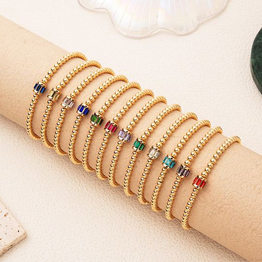 Luxe6497: The Golden Birthstone Bar Bead Bracelet