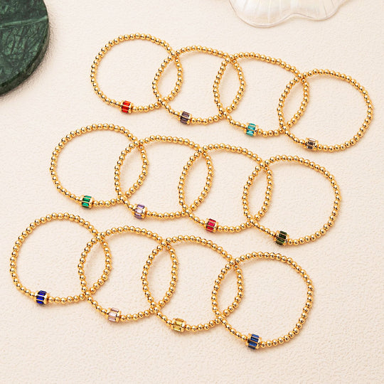 Luxe6497: The Golden Birthstone Bar Bead Bracelet