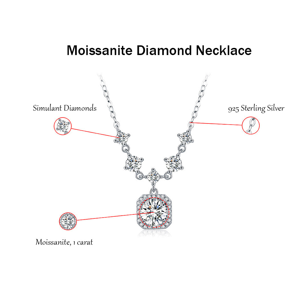 Prm2003: The Moissanite Cushion Halo Cascade Necklace