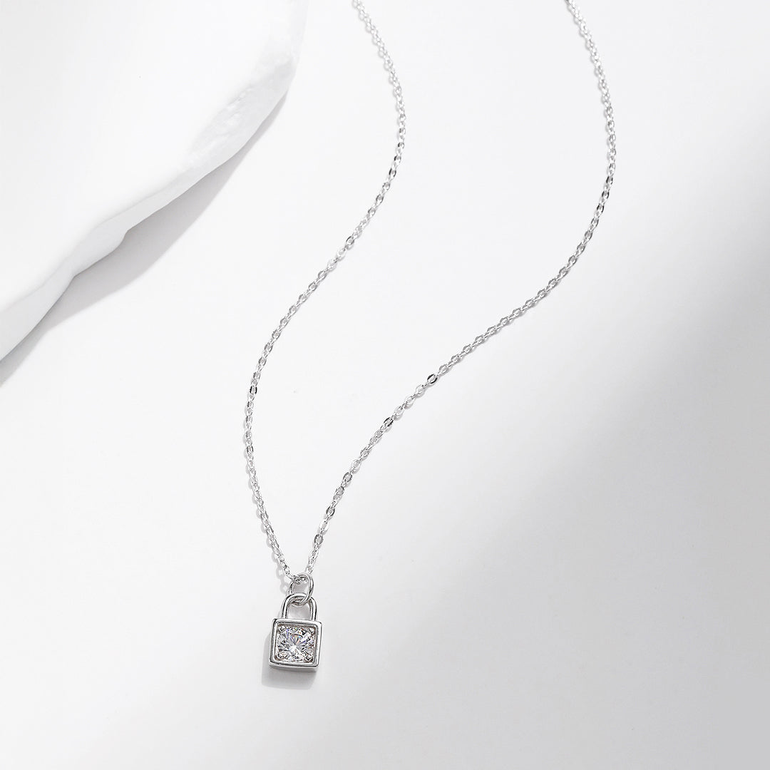 Prm2005: The Moissanite Lock of Love Necklace