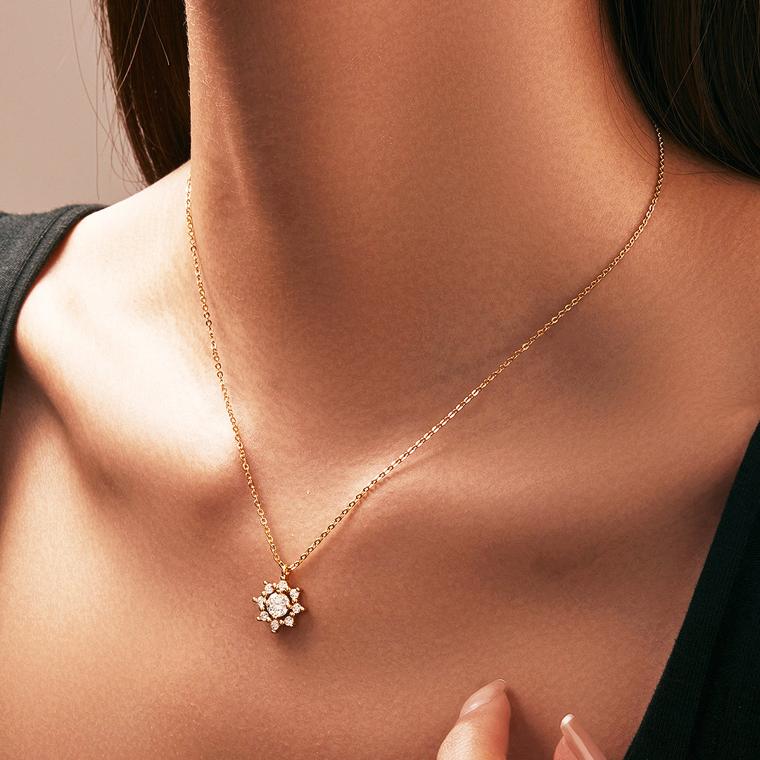 Prm2006: The Moissanite Golden Starburst Necklace