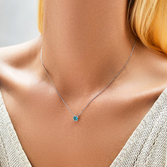 Prm2008: The Aqua Solitaire Bezel Necklace