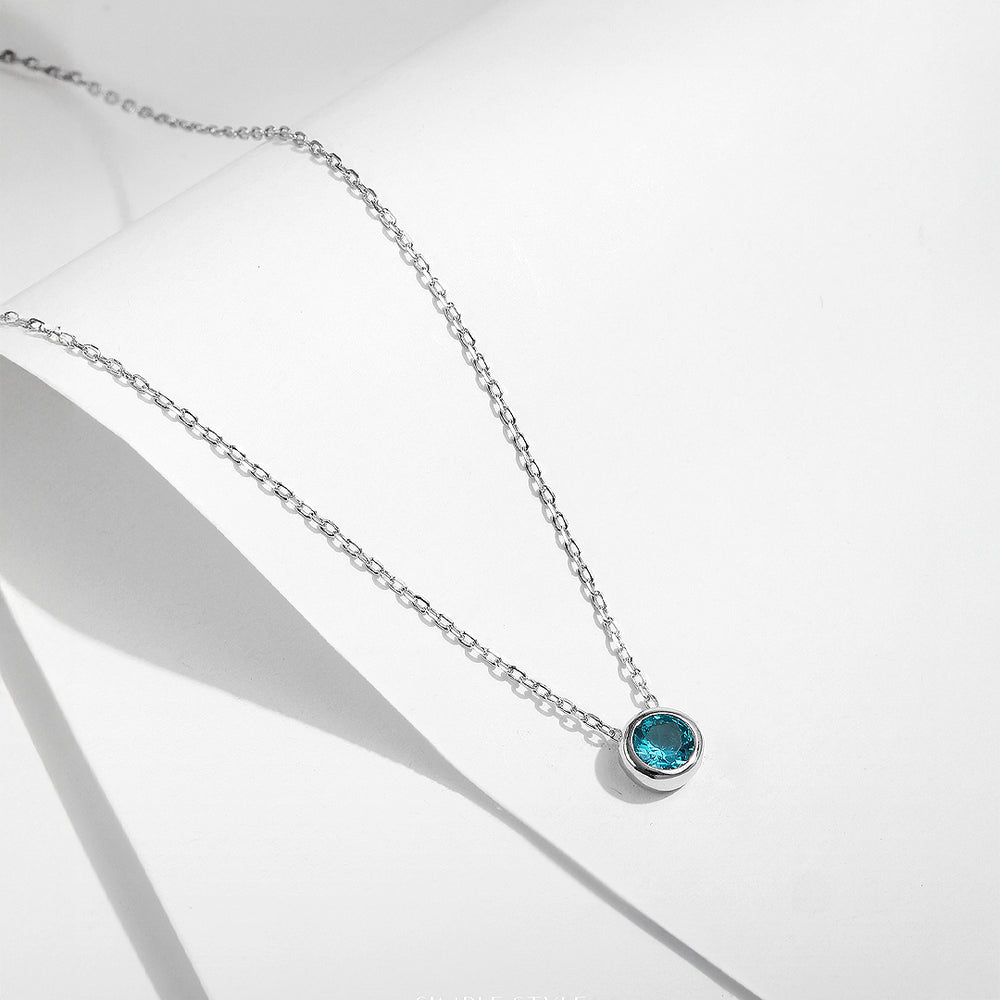 Prm2008: The Aqua Solitaire Bezel Necklace