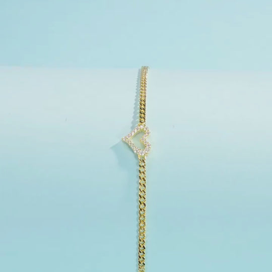 Prm9124: The Moissanite Heart Curb Bracelet