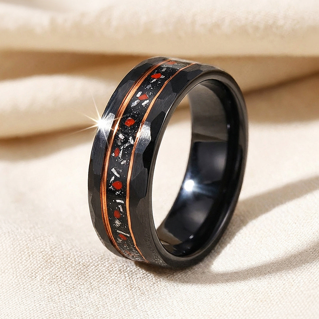 Aetheron Hammered Black Tungsten Carbide Ring - Ring | Singapore Jewellery, Wedding Rings & Gifts | Same Day Delivery | Tiara.com.sg