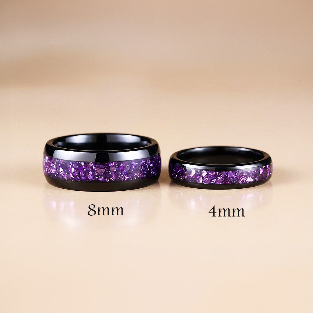Amethyst Galaxy | Tungsten Couple Rings | Black Wedding Bands - Ring | Singapore Jewellery, Wedding Rings &amp; Gifts | Same Day Delivery | Tiara.com.sg