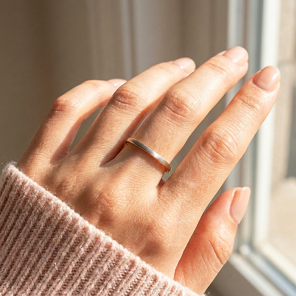 Ash | Brushed Silver and Rose Gold Dual Tone Tungsten Carbide