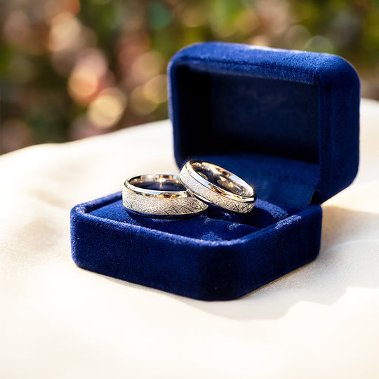 Asteroid | Tungsten Couple Rings | Silver Wedding Bands - Ring | Singapore Jewellery, Wedding Rings &amp; Gifts | Same Day Delivery | Tiara.com.sg