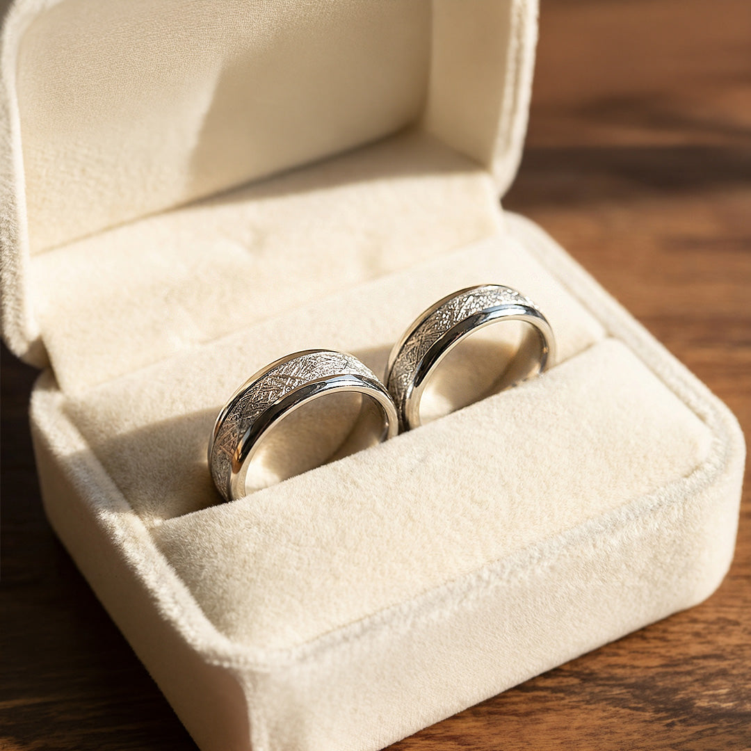 Asteroid | Tungsten Couple Rings | Silver Wedding Bands - Ring | Singapore Jewellery, Wedding Rings &amp; Gifts | Same Day Delivery | Tiara.com.sg