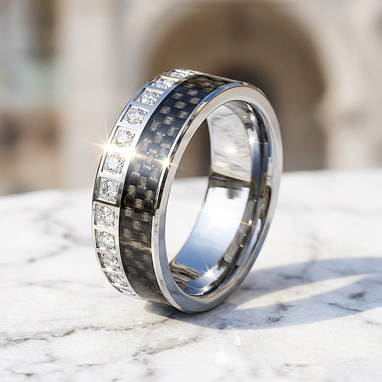Bentley Carbon Fiber Tungsten Carbide Ring