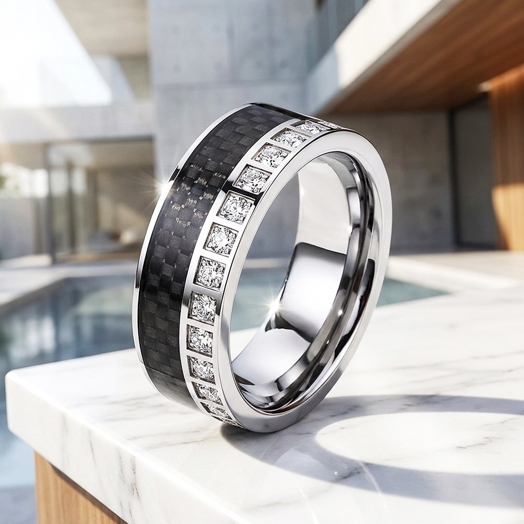 Bentley Carbon Fiber Tungsten Carbide Ring