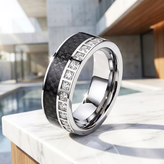 Bentley Carbon Fiber Tungsten Carbide Ring