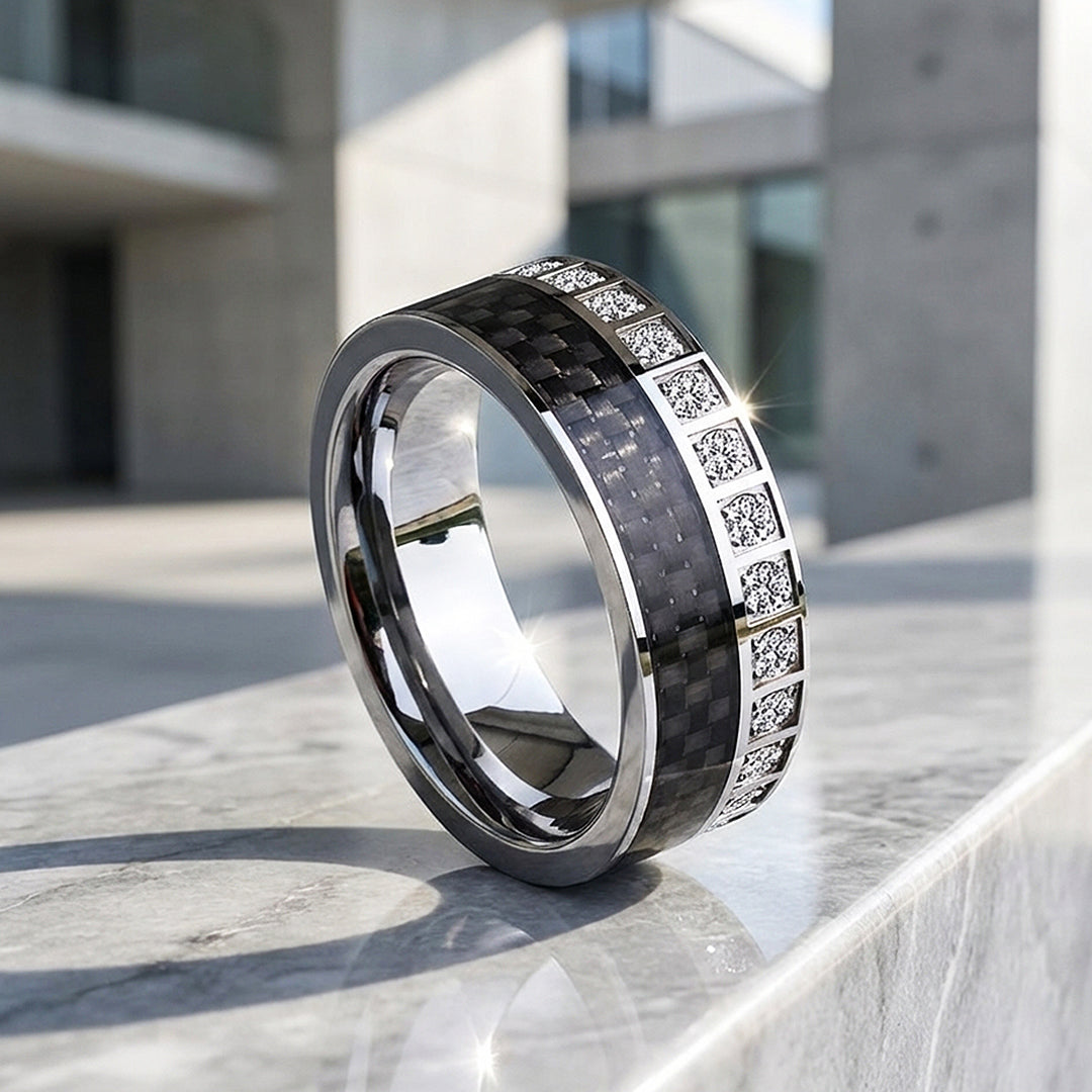 Bentley Carbon Fiber Tungsten Carbide Ring