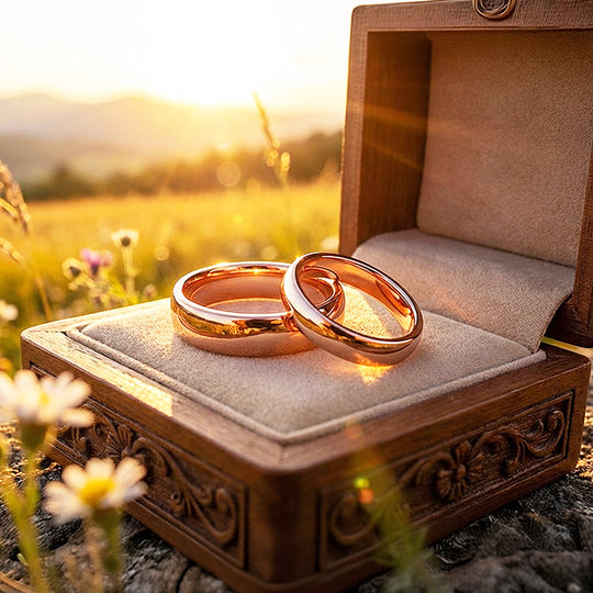 Blush | Tungsten Couple Rings | Rose Gold Wedding Bands - Ring | Singapore Jewellery, Wedding Rings &amp; Gifts | Same Day Delivery | Tiara.com.sg