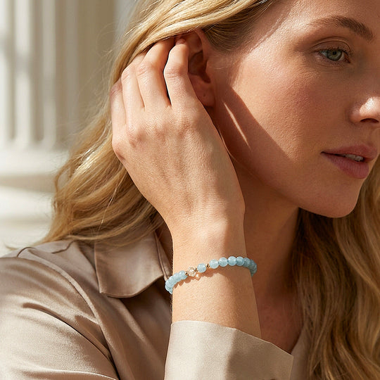 Aquamarine Serenity &amp; Emotional Balance Natural Crystal Bracelet | C120