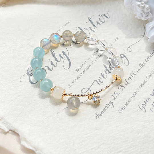 C130 - Aquamarine and Moonlight Crystal Bracelet Bracelet - Tiara.com.sg Singapore Jewelry & Bags