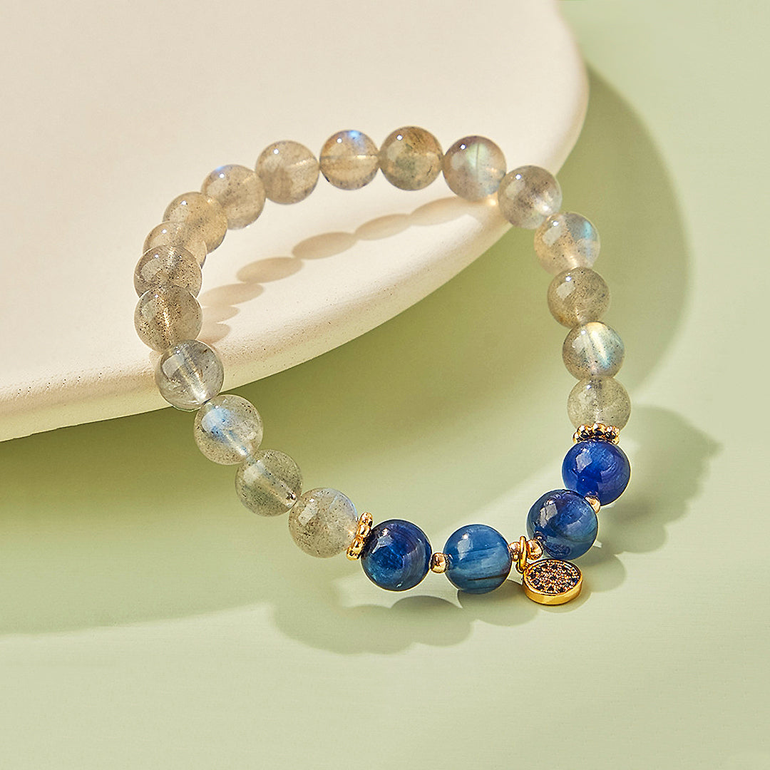 C137 - Kyanite and Gray Moonstone Crystal Bracelet Bracelet - Tiara.com.sg Singapore Jewelry & Bags