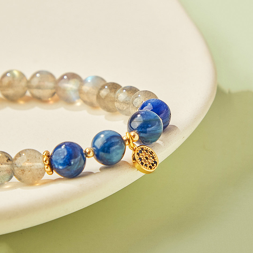 C137 - Kyanite and Gray Moonstone Crystal Bracelet Bracelet - Tiara.com.sg Singapore Jewelry & Bags