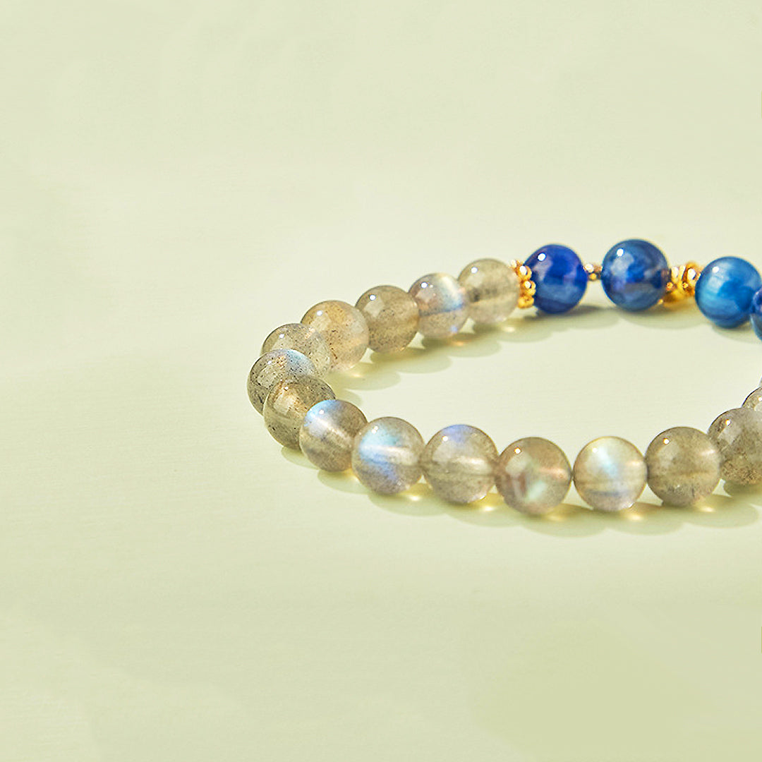 C137 - Kyanite and Gray Moonstone Crystal Bracelet Bracelet - Tiara.com.sg Singapore Jewelry & Bags