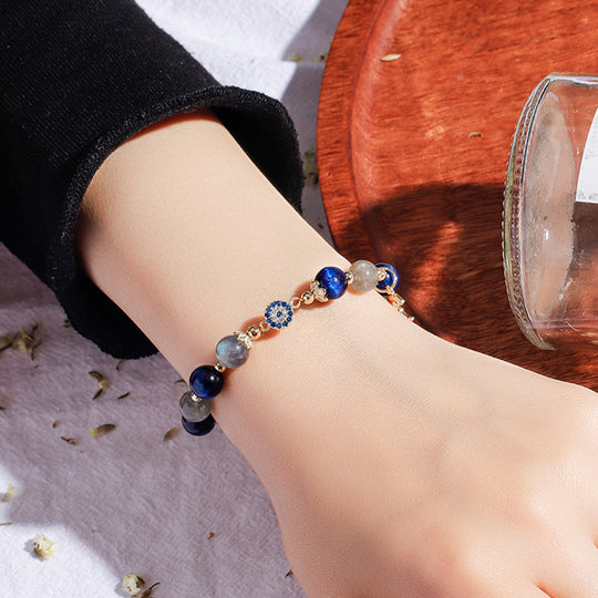 C142 - Blue Tiger Eye & Moonstone Bracelet