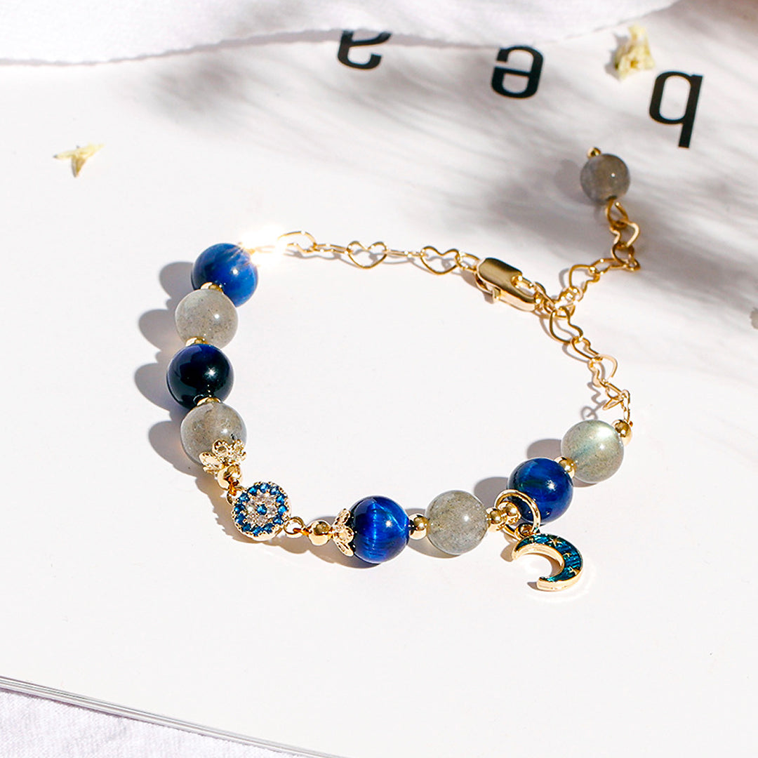 C142 - Blue Tiger Eye & Moonstone Bracelet