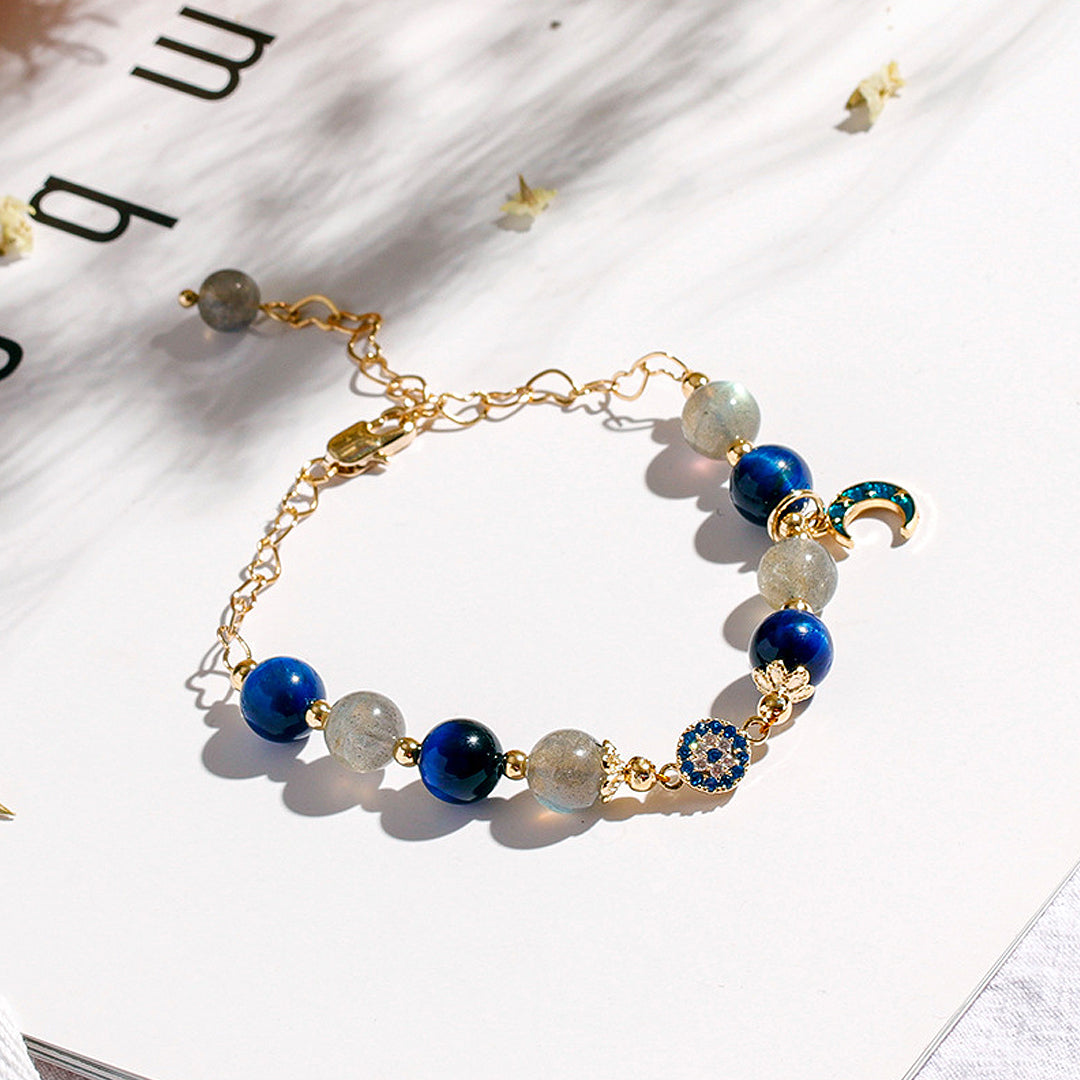 C142 - Blue Tiger Eye & Moonstone Bracelet