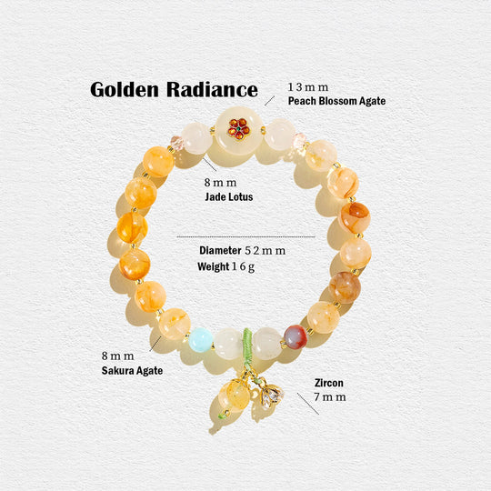 Sakura Agate &amp; Peach Blossom Natural Crystal Bracelet | Ethereal Blossom  | C156
