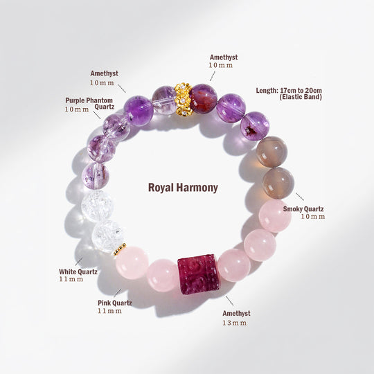 Amethyst &amp; Snow Phantom Natural Crystal Bracelet | C157