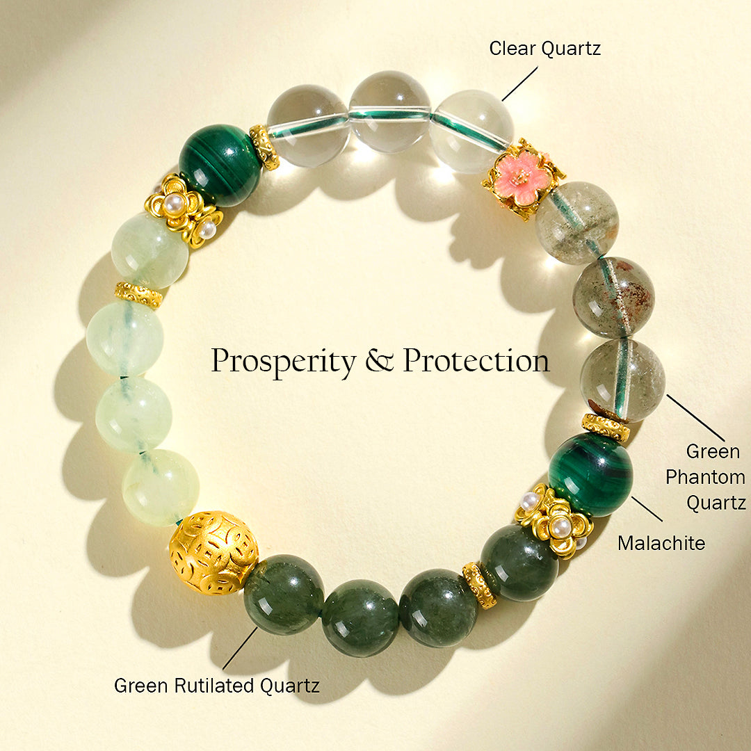 Aquamarine &amp; White Phantom Quartz Serenity Natural Crystal Bracelet | C159 - Crystal Bracelet | Singapore Jewellery, Wedding Rings &amp; Gifts | Same Day Delivery | Tiara.com.sg