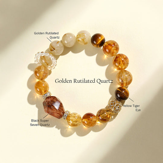 Aquamarine &amp; White Phantom Quartz Serenity Natural Crystal Bracelet | C159
