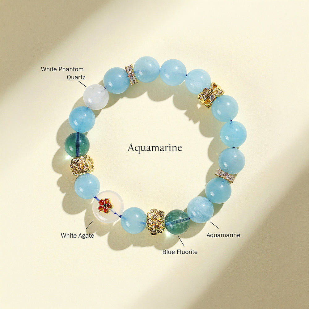 Golden Rutilated Quartz & Black Super Seven Wealth Natural Crystal Bracelet | C159