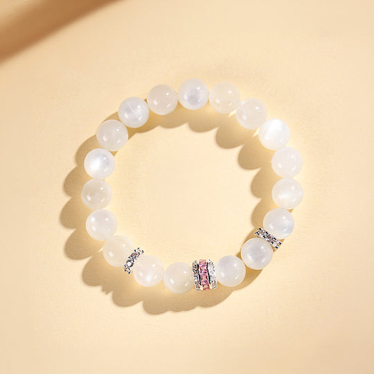 White Moonstone &amp; Divine Feminine Intuition Natural Crystal Bracelet | C168