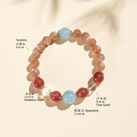 Lemon Quartz &amp; Aquamarine Clarity Natural Crystal Bracelet | C176