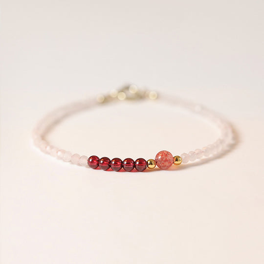 C183 – Garnet & Strawberry Quartz Bracelet (2mm)