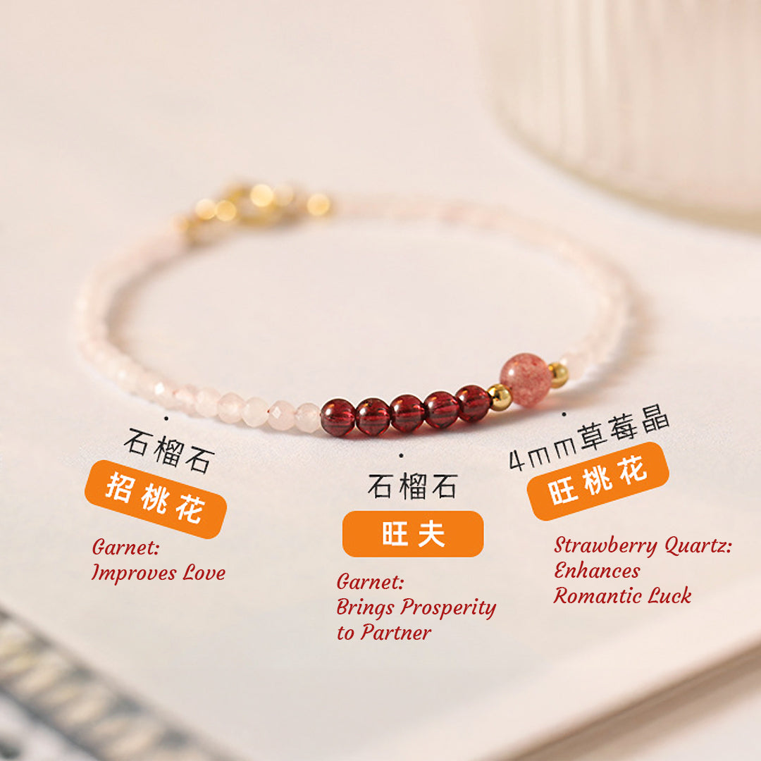 C183 – Garnet & Strawberry Quartz Bracelet (2mm)