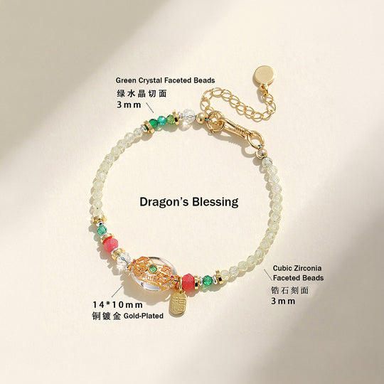 Dragon’s Blessing &amp; Red Agate Natural Crystal Bracelet | C187