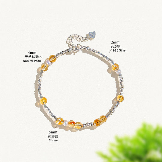 Citrine &amp; Natural Pearl Abundance Natural Crystal Bracelet | C197