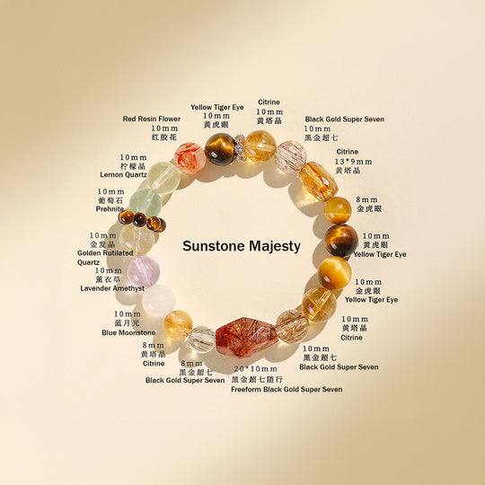 Black Gold Super Seven &amp; Citrine Prosperity Natural Crystal Bracelet | C200