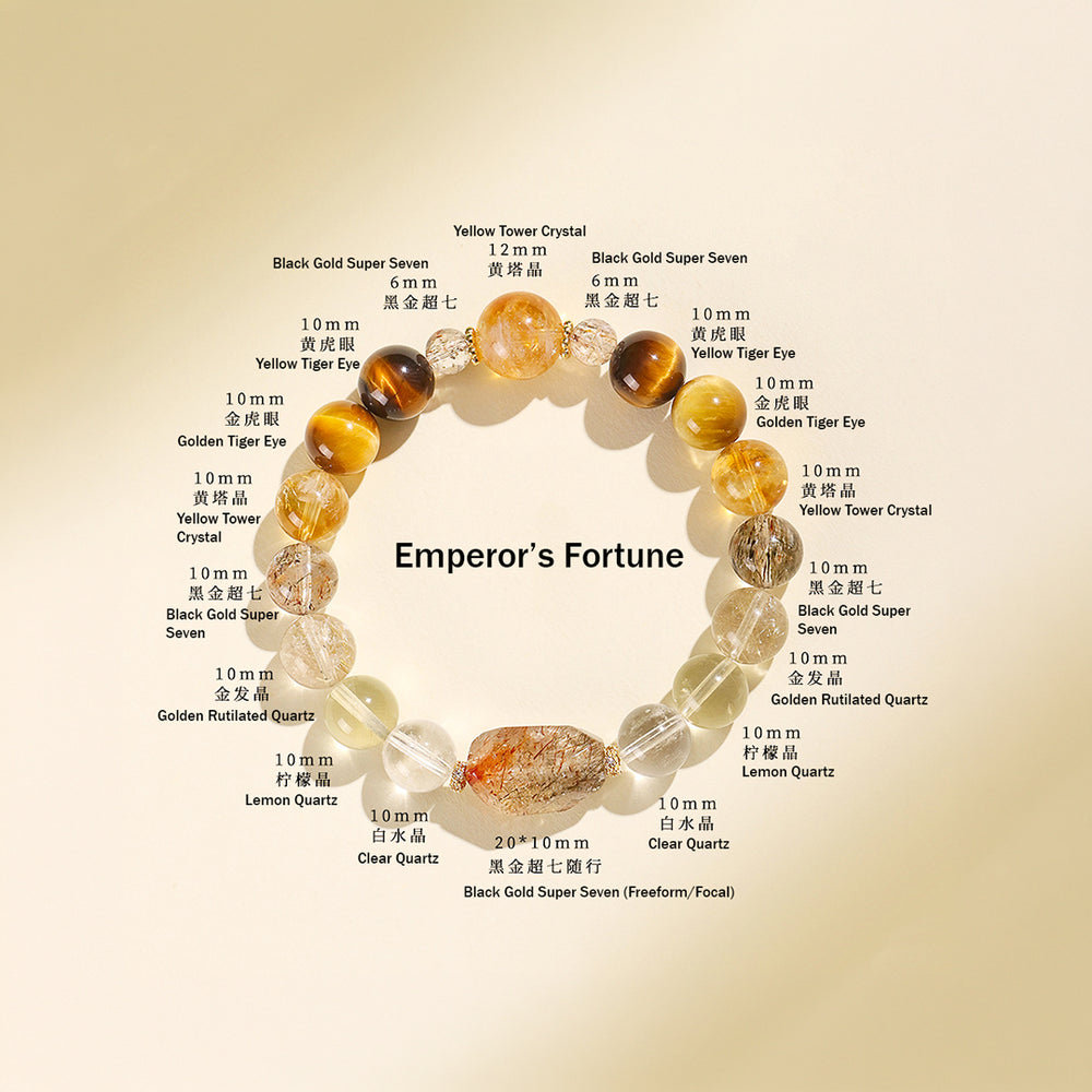 Black Gold Super Seven & Citrine Prosperity Natural Crystal Bracelet | C200