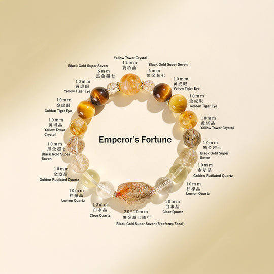 Black Gold Super Seven &amp; Citrine Prosperity Natural Crystal Bracelet | C200