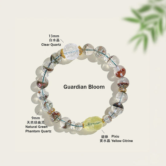 Green Phantom Quartz &amp; Yellow Citrine Pixiu Natural Crystal Bracelet | C201