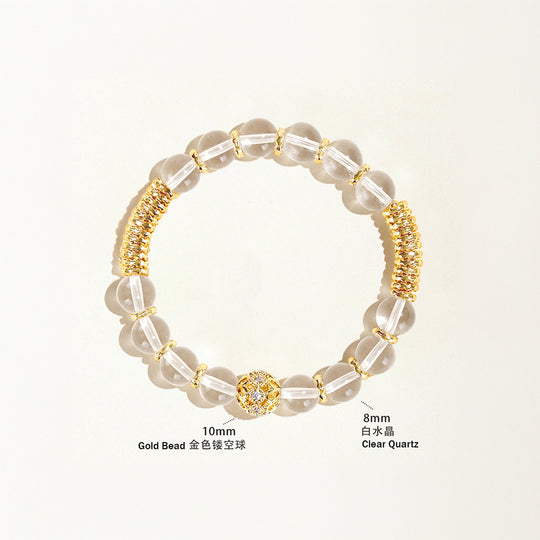 Clear Quartz &amp; Gold Radiance Natural Crystal Bracelet | C202
