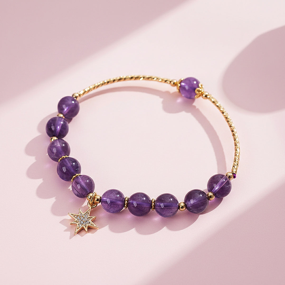 Star Amethyst & Celestial Gold Natural Crystal Bracelet | C208 - Crystal Bracelet | Singapore Jewellery, Wedding Rings & Gifts | Same Day Delivery | Tiara.com.sg