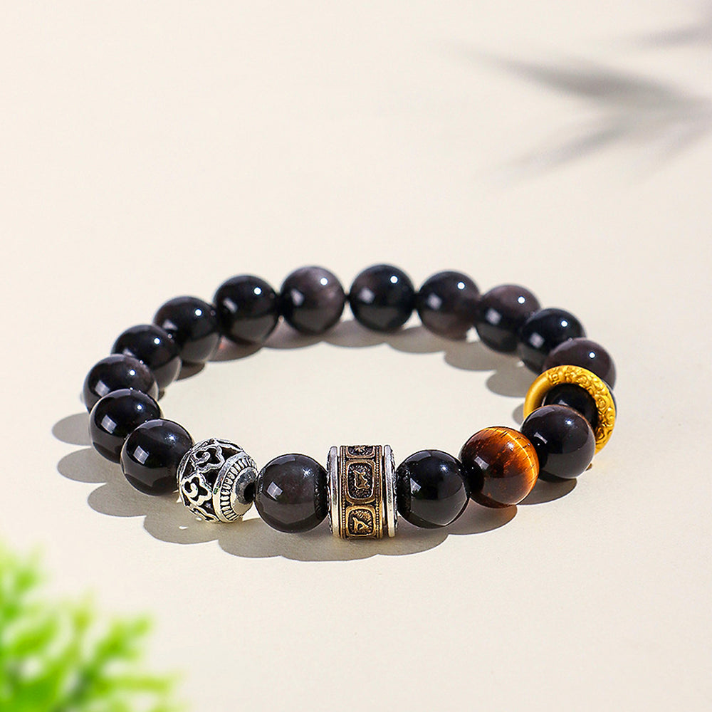 C221 - Silver Obsidian, Yellow Tiger Eye