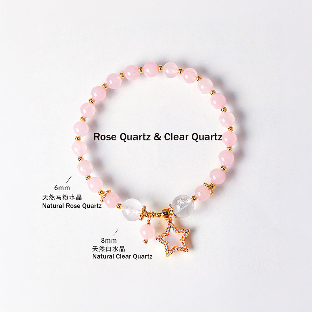 Amethyst, Citrine & Rose Quartz Star Wish Natural Crystal Bracelet | C227