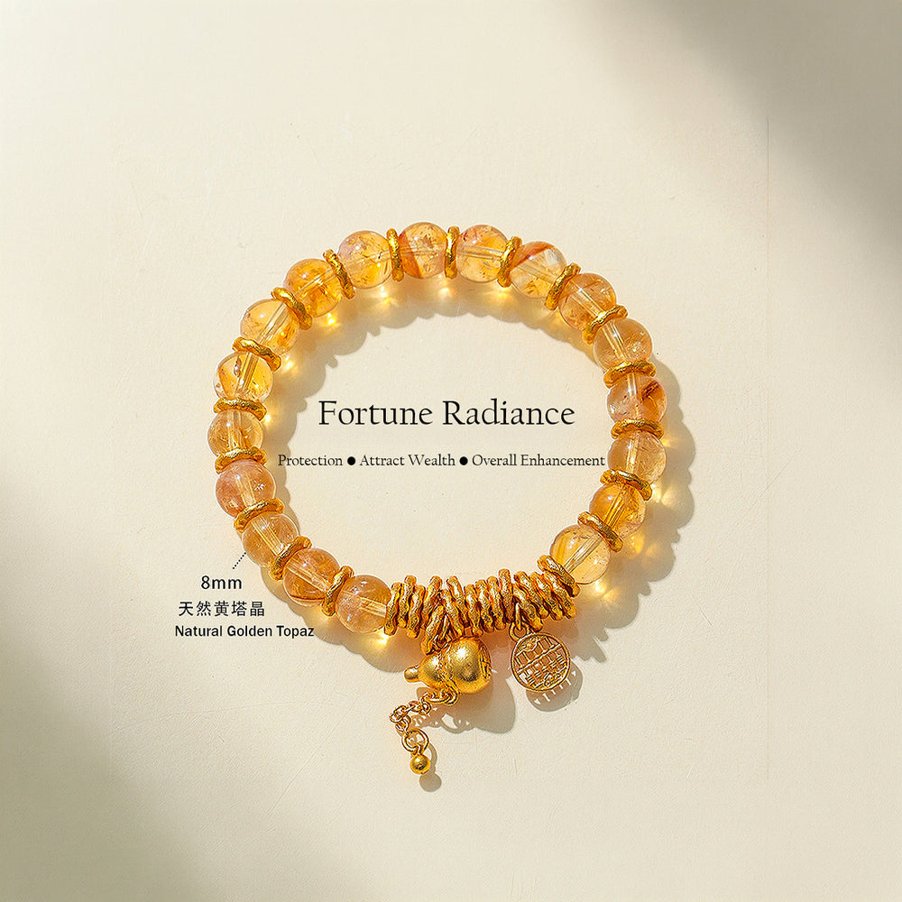Golden Topaz, Tiger Eye & Rose Quartz Prosperity Natural Crystal Bracelet | C236