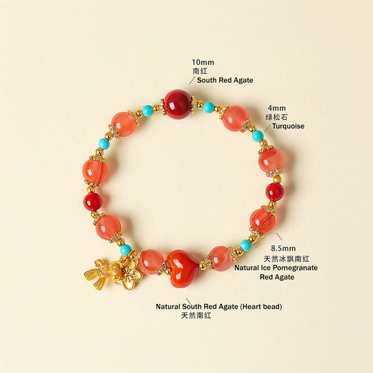 South Red Agate &amp; Turquoise Harmony Natural Crystal Bracelet | C242