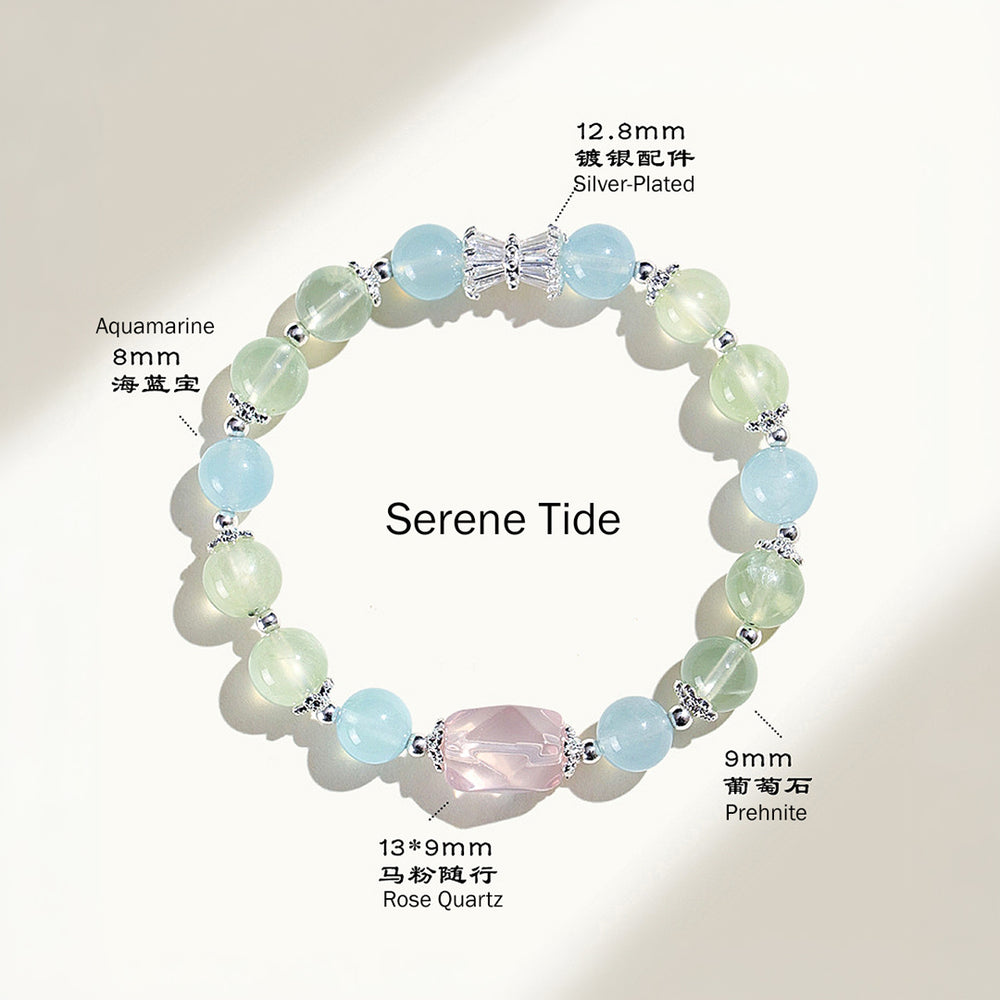 Rose Quartz & Aquamarine Natural Crystal Bracelet | C247