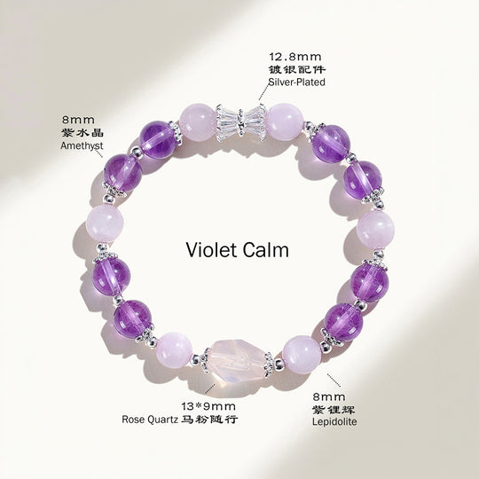 Rose Quartz &amp; Aquamarine Natural Crystal Bracelet | C247