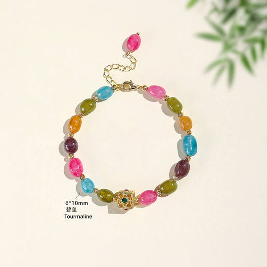 Multicolour Tourmaline Natural Crystal Bracelet | C252